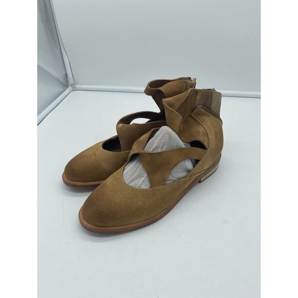 New Antelope Lalana Suede Back Zip Flat Booties Straps Brown Size EU 37 US 6-6.5 - Picture 4 of 8
